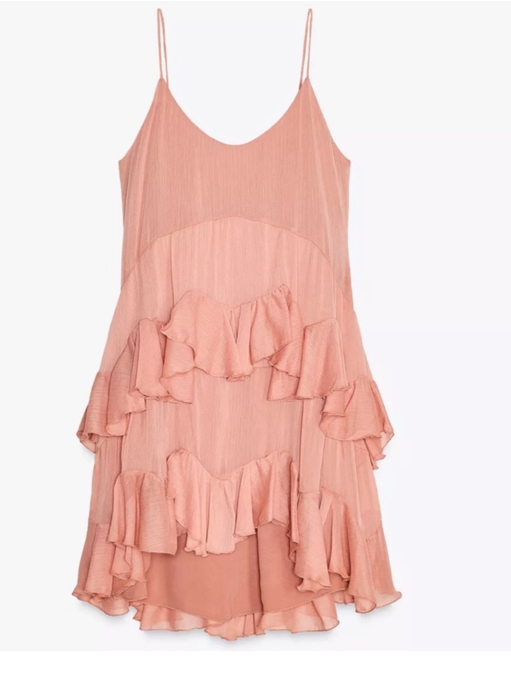 Zara Salmon Pink Ruffled Mini Dress - Picture 6 of 9